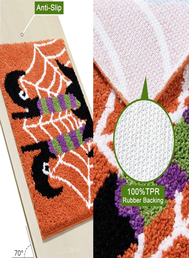 RoomTalks Vintage Witchy Halloween Bath Mat for Bathroom Non Slip Washable, Cute Witch Shoes Spider Web Microfiber Tufted Halloween Bath Rug 16’’W x 24’’L, Witchcraft Spooky Season Bathroom Mat - Image 5